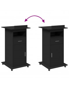 Leggio con Ruote e Cassetto Nero 55x55x107 cm in Multistrato 2