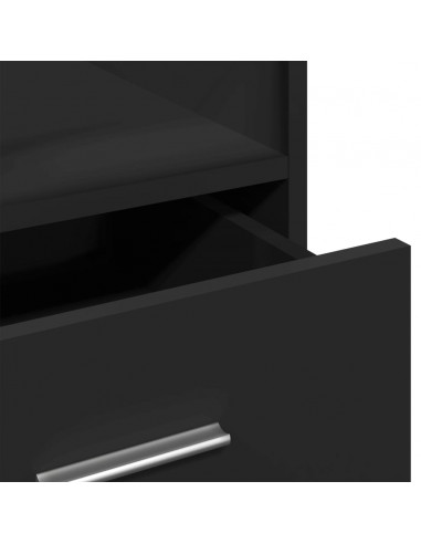 Leggio con Ruote e Cassetto Nero 55x55x107 cm in Multistrato