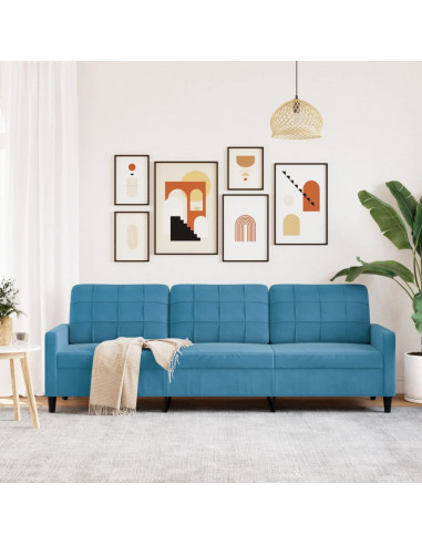 Divano a 3 Posti Blu 210 cm in Velluto