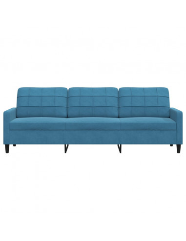 Divano a 3 Posti Blu 210 cm in Velluto