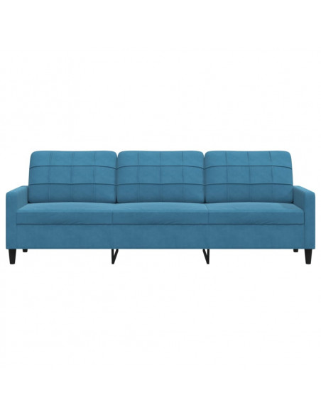 Divano a 3 Posti Blu 210 cm in Velluto