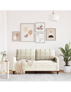 Divano a 2 Posti crema 140 cm in Velluto 2