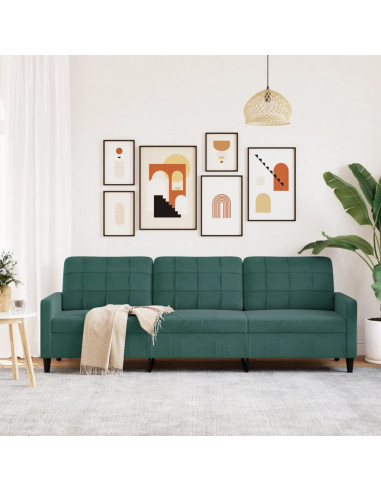 Divano a 3 Posti Verde Scuro 210 cm in Velluto