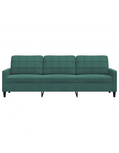 Divano a 3 Posti Verde Scuro 210 cm in Velluto