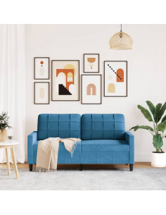 Divano a 2 Posti Blu 140 cm in Velluto 2