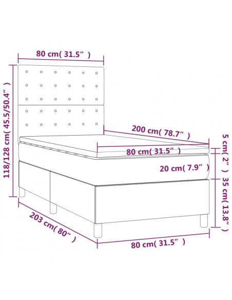 Giroletto a Molle con Materasso Cappuccino 80x200 cm Similpelle