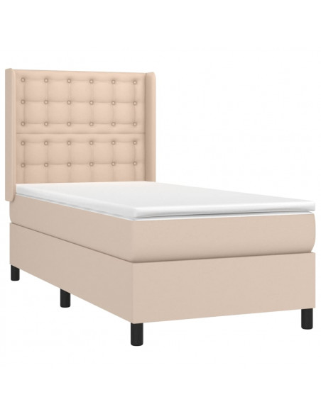 Giroletto Molle Materasso e LED Cappuccino 80x200 cm Similpelle
