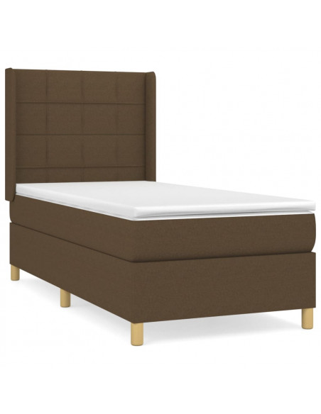Giroletto a Molle con Materasso Marrone Scuro 80x200 cm Tessuto