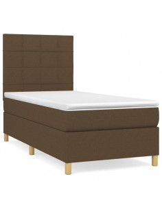 Giroletto a Molle con Materasso Marrone Scuro 80x200 cm Tessuto