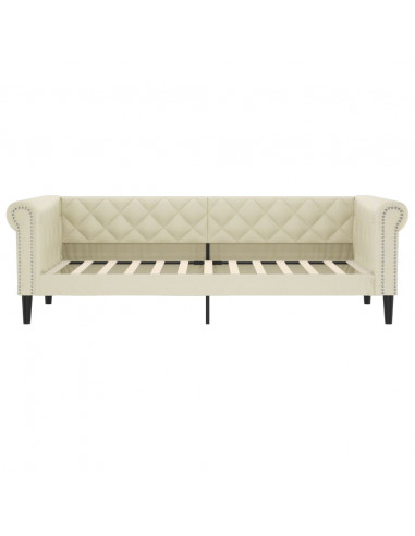 Divano Letto Estraibile con Cassetti Crema 90x200 cm Similpelle
