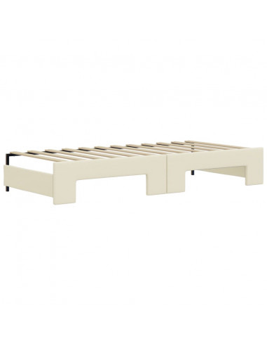 Divano Letto Estraibile con Cassetti Crema 90x200 cm Similpelle