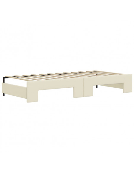 Divano Letto Estraibile con Cassetti Crema 90x200 cm Similpelle