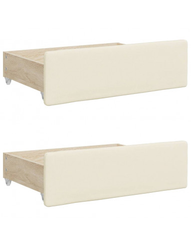 Divano Letto Estraibile con Cassetti Crema 90x200 cm Similpelle