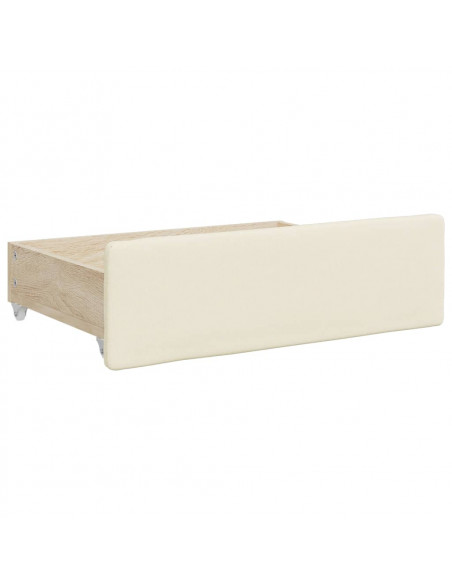 Divano Letto Estraibile con Cassetti Crema 90x200 cm Similpelle