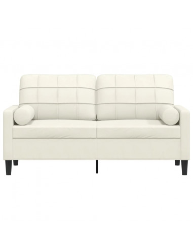 Divano a 2 Posti con Cuscini Crema 140 cm in Velluto