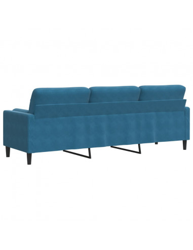Divano a 3 Posti con Cuscini Blu 210 cm in Velluto