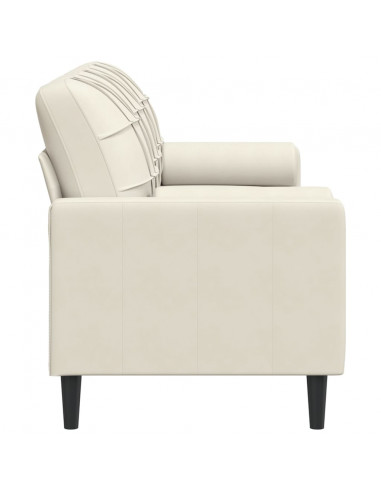 Divano a 3 Posti con Cuscini Crema 180 cm in Velluto