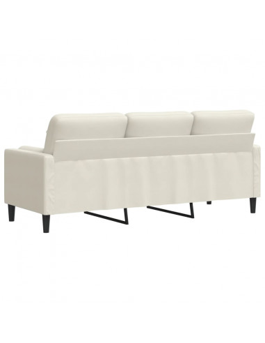 Divano a 3 Posti con Cuscini Crema 180 cm in Velluto