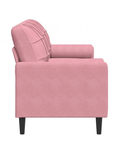 Divano a 3 Posti con Cuscini Rosa 180 cm in Velluto