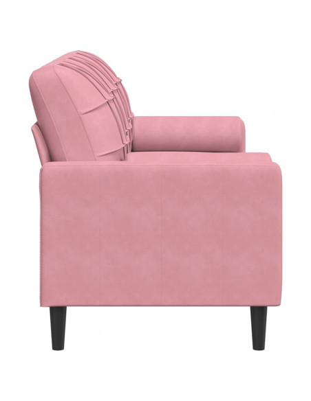 Divano a 3 Posti con Cuscini Rosa 180 cm in Velluto