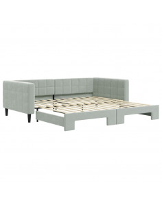 Divano Letto con Letto Estraibile Grigio Chiaro 100x200 Velluto