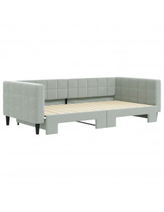 Divano Letto con Letto Estraibile Grigio Chiaro 100x200 Velluto 2