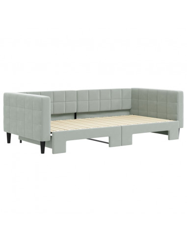 Divano Letto con Letto Estraibile Grigio Chiaro 100x200 Velluto