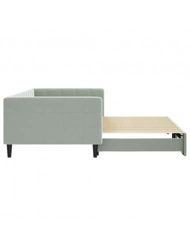 Divano Letto con Letto Estraibile Grigio Chiaro 100x200 Velluto