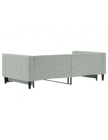 Divano Letto con Letto Estraibile Grigio Chiaro 100x200 Velluto