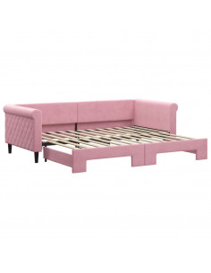 Divano Letto con Letto Estraibile Rosa 90x200 cm in Velluto