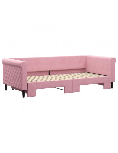 Divano Letto con Letto Estraibile Rosa 90x200 cm in Velluto