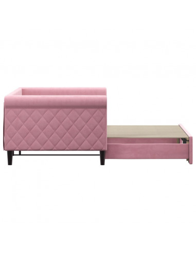 Divano Letto con Letto Estraibile Rosa 90x200 cm in Velluto