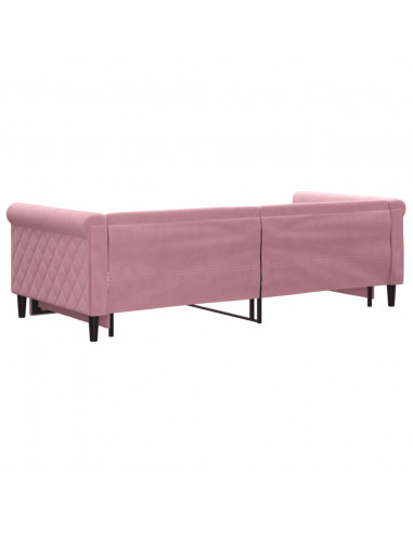Divano Letto con Letto Estraibile Rosa 90x200 cm in Velluto
