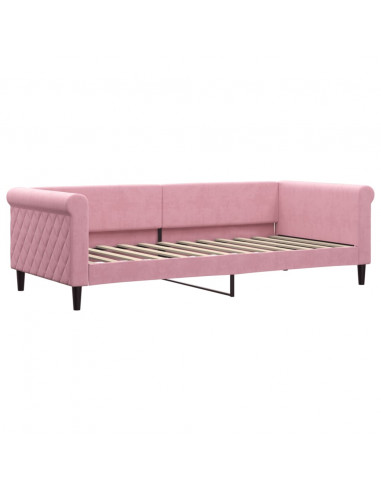 Divano Letto con Letto Estraibile Rosa 90x200 cm in Velluto
