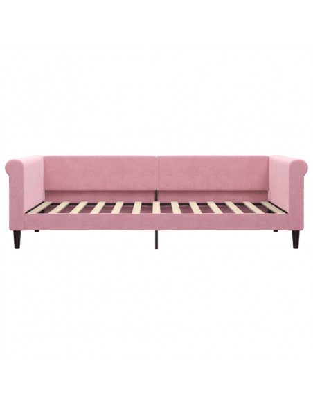 Divano Letto Estraibile con Cassetti Rosa 90x200 cm Velluto