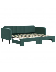 Divano Letto con Letto Estraibile Verde Scuro 90x200cm Velluto