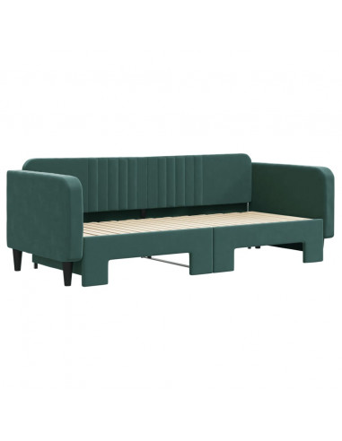Divano Letto con Letto Estraibile Verde Scuro 90x200cm Velluto
