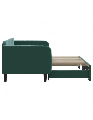 Divano Letto con Letto Estraibile Verde Scuro 90x200cm Velluto