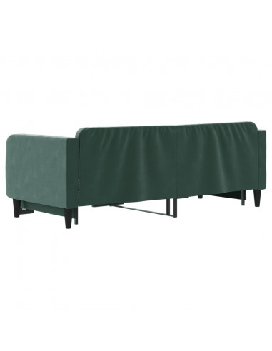 Divano Letto con Letto Estraibile Verde Scuro 90x200cm Velluto