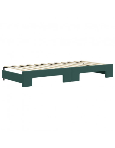 Divano Letto Estraibile Cassetti Verde Scuro 90x200cm Velluto
