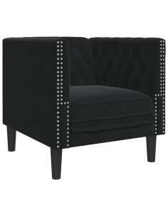 Poltrona Chesterfield Nera in Velluto