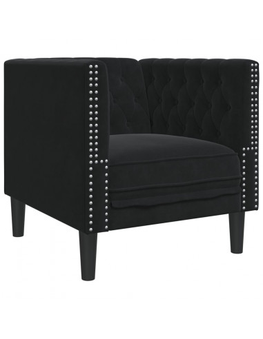 Poltrona Chesterfield Nera in Velluto