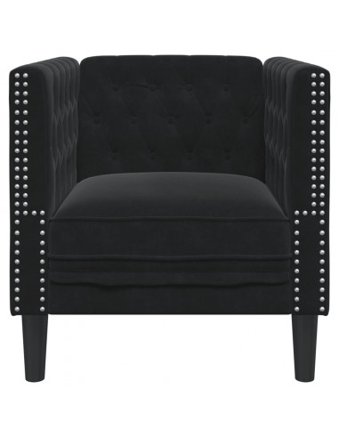 Poltrona Chesterfield Nera in Velluto