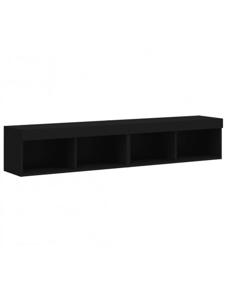 Mobili Porta TV con Luci LED 2 pz Neri 80x30x30 cm