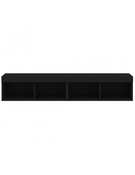 Mobili Porta TV con Luci LED 2 pz Neri 80x30x30 cm
