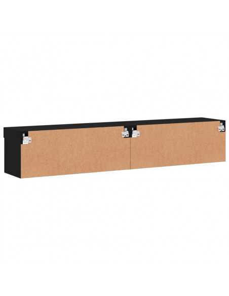 Mobili Porta TV con Luci LED 2 pz Neri 80x30x30 cm