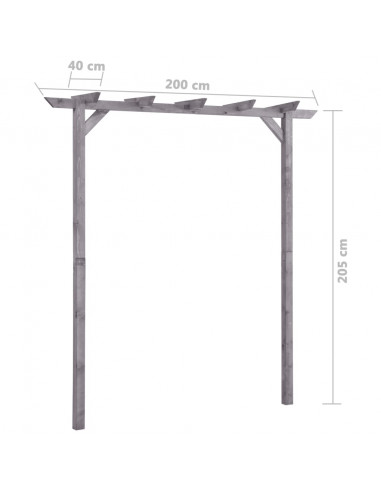 Pergolato da Giardino Grigio 200x40x205 cm in Pino Impregnato