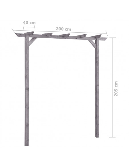 Pergolato da Giardino Grigio 200x40x205 cm in Pino Impregnato