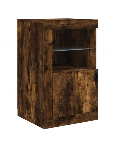 Credenza con Luci LED Rovere Fumo 123x37x67 cm