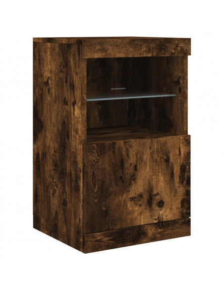 Credenza con Luci LED Rovere Fumo 123x37x67 cm
